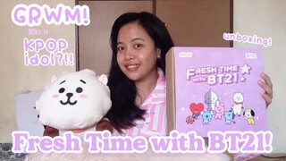 Get Ready with Me [KPOP IDOL look] ft. FRESH TIME with BT21 [unboxing]