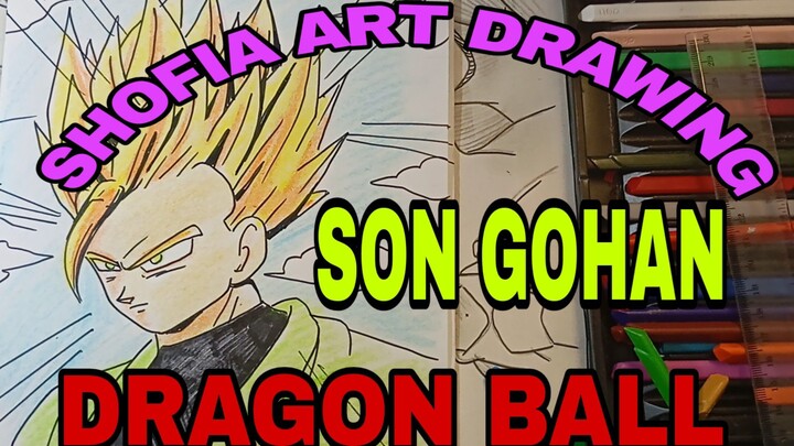 menggambar SON  GOHAN DARI ANIME DRAGON BALL