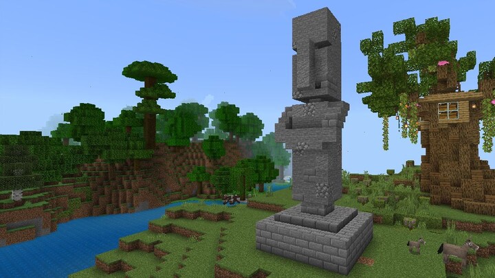 Minecraft Timelapse patung villager emot batu