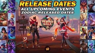 ALL NEW RELEASED DATES | ZODIAC SKINS RELEASED DATES | UPCOMING EVENTS | Mobile Legends