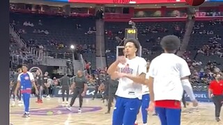 Top Rookie Cade Cunningham gets a fan involved during pre-game