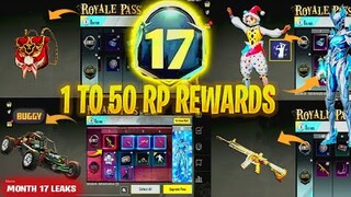 MONTH 17 ROYAL PASS // 1 TO 50 RP REWARDS // M17 ROYAL PASS LEAKS ( M17 ROYAL PASS PUBG MOBILE/BGMI🔥