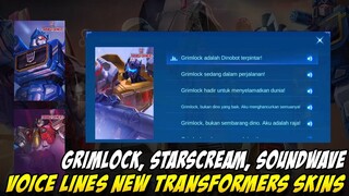 Hidden Voicelines Grimlock, Soundwave & Starscream | Transformers X MLBB Collaboration Skins