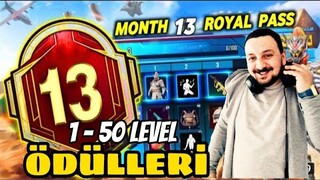 M13 ROYALE PASS !!! 1 - 50 LEVEL ÖDÜLLERİ | PUBG MOBİLE