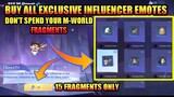 Buy All INFLUENCER EXCLUSIVE EMOTES FOR 15 FRAGMENTS ONLY | Popular Streamers Emotes | MLBB