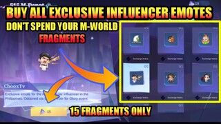 Buy All INFLUENCER EXCLUSIVE EMOTES FOR 15 FRAGMENTS ONLY | Popular Streamers Emotes | MLBB