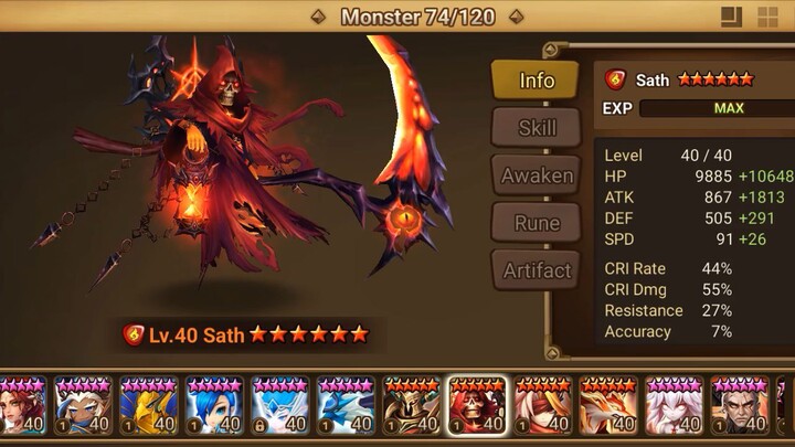 Skill Grim Reaper ( Sath )  Element Fire - Summonerwars