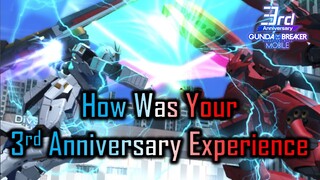 How Was Your 3rd Anniversary Experience? (Gundam Breaker Mobile)