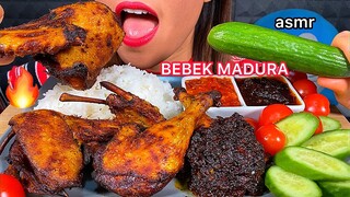 MAKAN NASI BEBEK MADURA + SAMBAL HITAM *EATING SPICY DUCK RICE ASMR Sounds