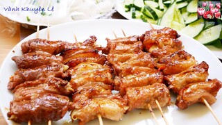 Bí quyết Gia vị Ướp Thịt Nướng, THỊT HEO NƯỚNG KIM TIỀN bóng mềm không khô, Grilled pork Vanh Khuyen