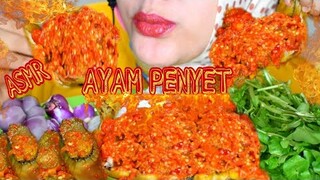 ASMR AYAM PENYET SUPER PEDAS || LALAPAN MENTAH || ASMR INDONESIA