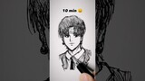How to Draw Chrollo Lucilfer in 10sec, 10mins, 10hrs 😳 #shorts #animedrawing #hunterxhunter