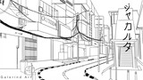 Drawing One of Place in Jakarta Into Anime Background | Part 1