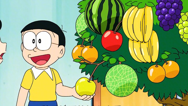 Nobita menciptakan tanaman mutan sesuka hati, dan lobak berkaki panjang pun keluar