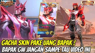 GACHA SKIN PAKE UANG BAPAK DIAM2! MALAH NANGIS UANG NYA GAK CUKUP BELI SKIN COLLECTOR CLINT - MLBB