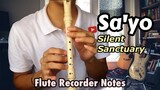 SA'YO by Silent Sanctuary (EASY FLUTE RECORDER TUTORIAL WITH LETTER NOTES / Chords )