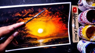 Acrylic painting tutorial - Melukis sunset