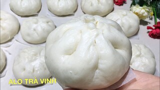 BÁNH BAO- Cách làm Bánh Bao Nhân Thịt với lớp vỏ ngoài nở bông xốp và trắng tinh chỉ 1 loại bột mì