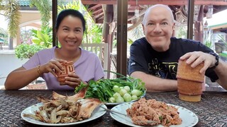 ตำขนุน ซุปหมากมี่ทอดปลาย่างปลา Spicy Jackfruit Salad Crispy Fish