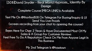 [30$]David Snyder Course Real World Hypnosis_ Identity By Design download