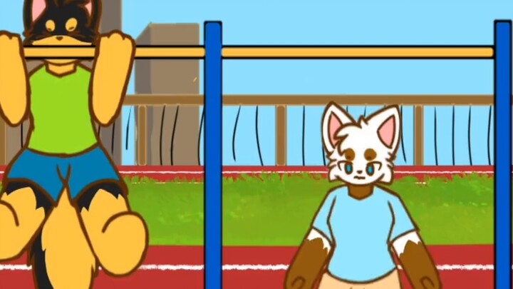 No one can save a trace of face during the physical test [furry animation]