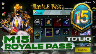 M15 ROYALE PASS TO'LIQ - 1 RPdan 50 RPgacha - 2 TA MIFIK KOSTYUM - RANK SOVG'ALARI