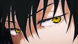 Gojo Satoru with black hair and yellow eyes