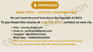 [Course-4sale.com]- Brent Smith – Lifestyle Transformation