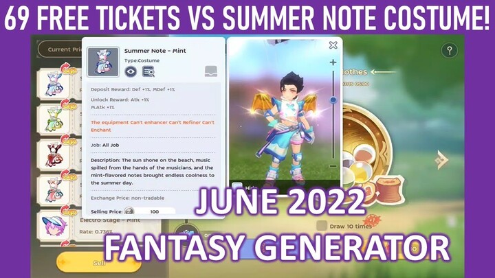 69 FREE TICKETS VS JUNE 2022 SUMMER NOTE COSTUME