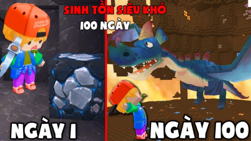 T Gaming Tóm Tắt 100 Ngày Mini World Sinh Tồn Cực Hạn Siêu Khó !!