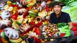 Norther Recipe Spicy Squid Spider Salad Yummy-Look his Face Eating Spicy Chili,Corn,salad,cucumber