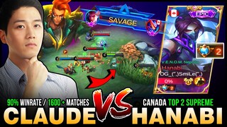 Savage Against Top Player! Gosu General 90% Winrate Claude vs.Canada Top 2 Supreme Hanabi ~ MLBB
