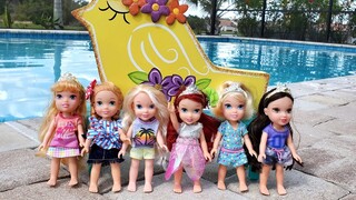 Bubble Machine ! Elsa & Anna toddlers - Ariel's Birthday party - pool - playdate - LOL toys