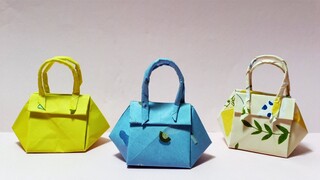 Cách gấp túi xách từ giấy màu / Làm đồ chơi mini cho bé