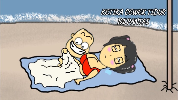 KETIKA CEWEK TIDUR DI PANTAI