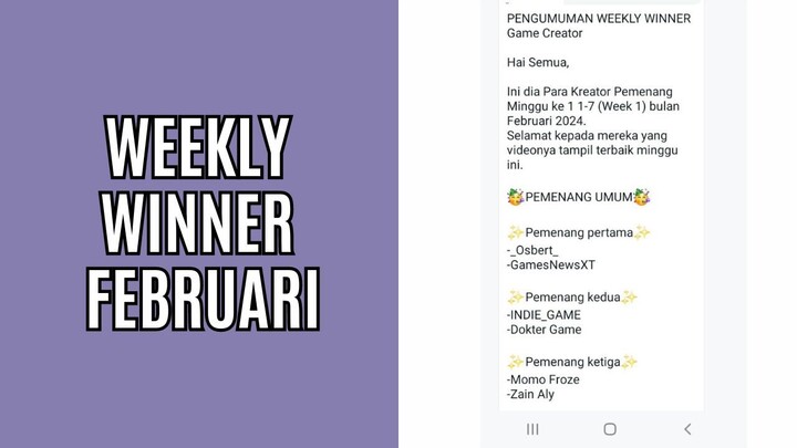 Pemenang Weekly Winner Februari yang  belum dibayar