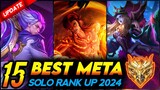TOP 15 META HEROES TO SOLO RANK UP 2024 (S31 UPDATE) - Mobile Legends Tier List