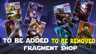 RARE FRAGMENT SHOP UPDATES COMING SOON SKINS AND SOON TO BE REPLACED SKINS MOBILE LEGENDS!