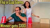 Playing Flip the Cup Challenge With My Wife | Winner Gets $100