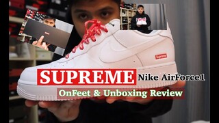 SUPREME NIKE AIR FORCE 1 UNBOXING - ON FEET