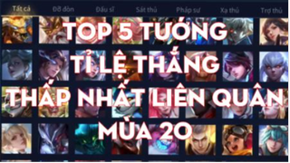 Top 5 Tướng Tỉ Lệ Thắng Thấp Nhất Liên Quân Mùa 20   Chiến Nát