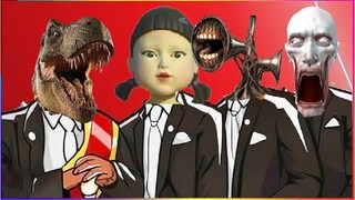 T-REX & SQUID GAME & SIREN HEAD & SCP-096 - Coffin Dance X Baby Shark COVER