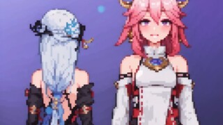 [Pixel Style Crossdressing] Nhìn trộm Shenzi và Shenhe đang thay quần áo Genshin Impact ❤️