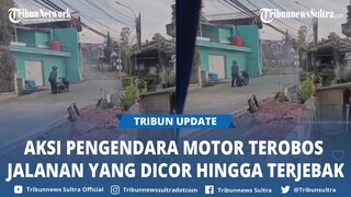 Viral Pengendara Motor di Bandung Terjebak Jalanan yang Dicor, Tak Dengarkan Peringatan Warga