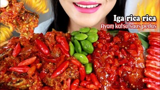 ASMR IGA RICA RICA, AYAM KATSU SAUS PEDAS, PETE | ASMR MUKBANG INDONESIA