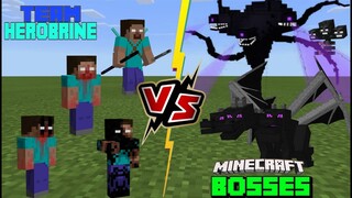 Team Herobrine VS Minecraft & Minecraft Story Mode Bosses (Ender Dragon Titan battles Herobrine)