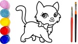 Vẽ và tô màu con mèo dễ thương | Dạy bé vẽ | Dạy bé tô màu | Kucing Halaman Mewarnai