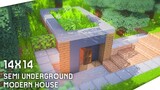 Cara Membuat Semi Underground Modern House 14x14 - Minecraft Indonesia