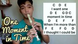 One Moment In Time (Whitney Houston) | Recorder Flute Cover with Letter Notes / Flute Chords