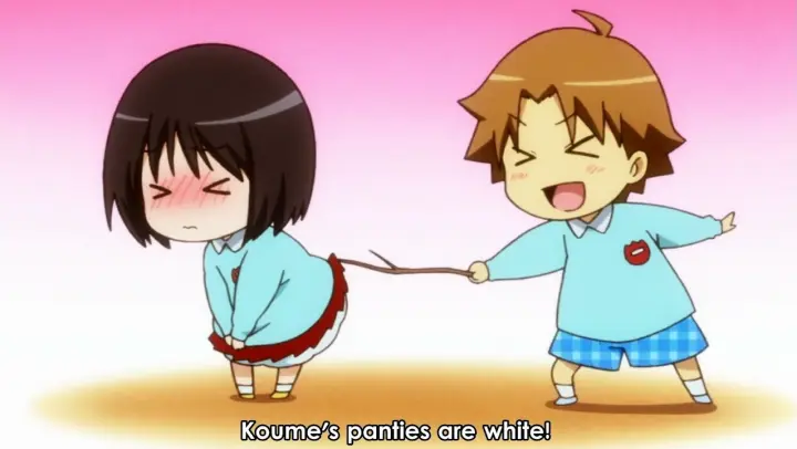 Ken'ichi teasing koume chan in the front his brother !! ,,.. Hanamaru Kindergarten 2010 Episode 10..